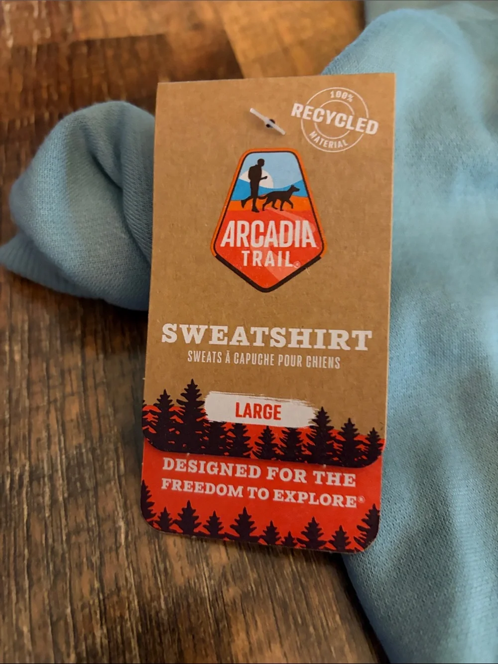 Arcadia Dog Hooded Sweatshirt in Sage Blue-Green with Mountain Logo